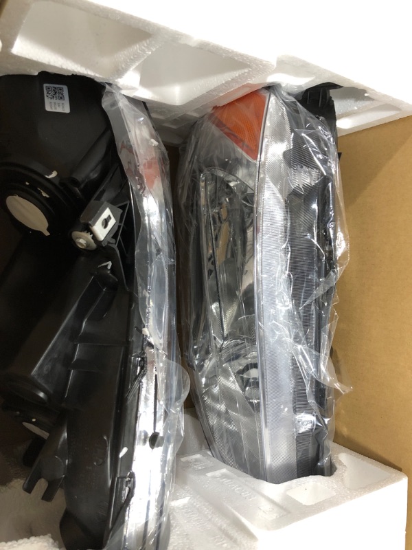 Photo 1 of ADCARLIGHTS 2003-2007 Accord Headlight Assembly for 2003-2007 Honda Accord 2/4dr Clear Lens Chrome Housing with Amber Reflector Headlamp Replacement Left and Right OE Replacement A-Chrome Housing Amber Reflector Clear Lens