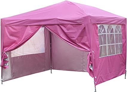 Photo 1 of 10x10 Pop up Canopy Party Tent Instant Gazebos with 4 Removable Sidewalls Pink
