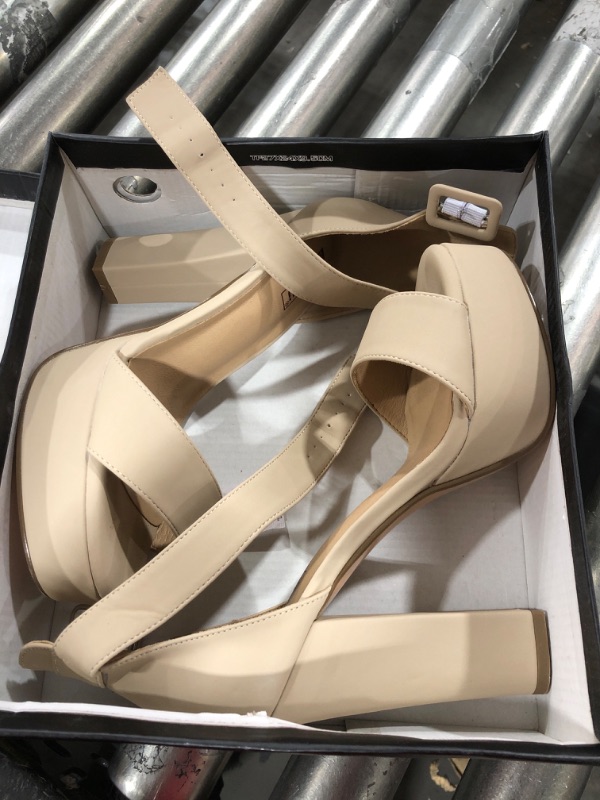 Photo 2 of IDIFU 5 inch Platform Heels for Women IN5 Sabrina Sandals Chunky High Heels Ankle Strap Sexy Elegant Shoes at Wedding Bridal Evening Party 7 Nude Nubuck