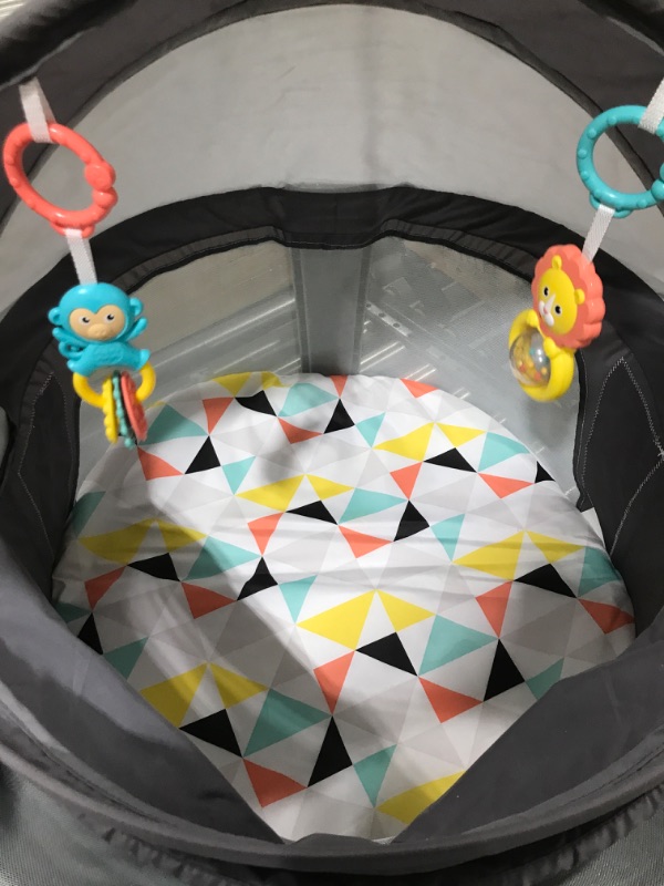 Photo 3 of Fisher-Price Portable Bassinet and Play Space On-The-Go Baby Dome with Developmental Toys and Canopy, Windmill
