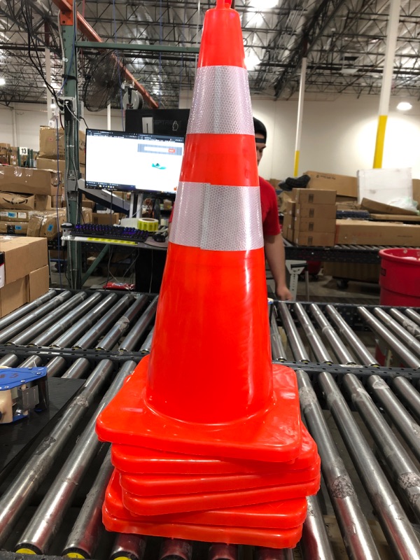 Photo 2 of 26 Inch Collapsible Traffic Safety Orange Cones, Multi Purpose Pop-up Cones and Reflective Collar, for Road Parking, Driving Practice