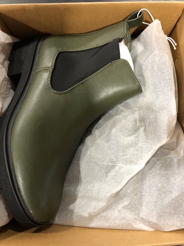 Photo 2 of Amazon Essentials Women's Combat Chelsea Boot 11 Olive/Black