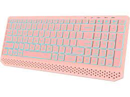 Photo 1 of Backlit Bluetooth Keyboard for Mac/ Windows, Multi Device Ergonomic Wireless Rechargeable Mac Keyboard with 7-Colors Lights Compatible with Windows, Mac OS, Android, MacBook Air/Pro, Tablet-Pink