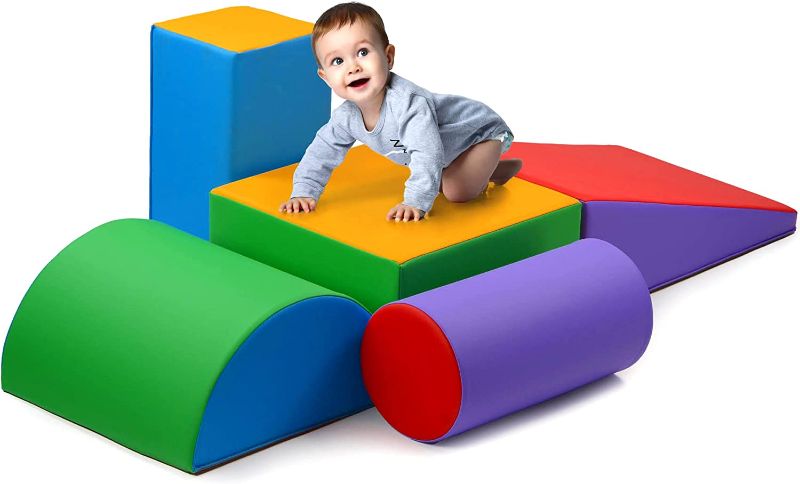 Photo 1 of Climb And Crawl Activity Play Set,Climbing Lightweight Foam Shape toy for toddlers 5 Piece Soft zone climbing blocks,Safe Indoor Crawling Gym Equipment for Toddler,Infant,Baby Waterproof Easy to Clean
