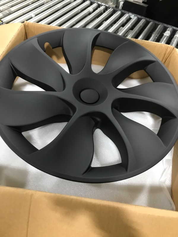 Photo 1 of Tesla Model Y Wheel Hubcaps 19-Inch Wheel Covers Set of 4 Matte Black 2020-2023 Model Y Tesla Accessories