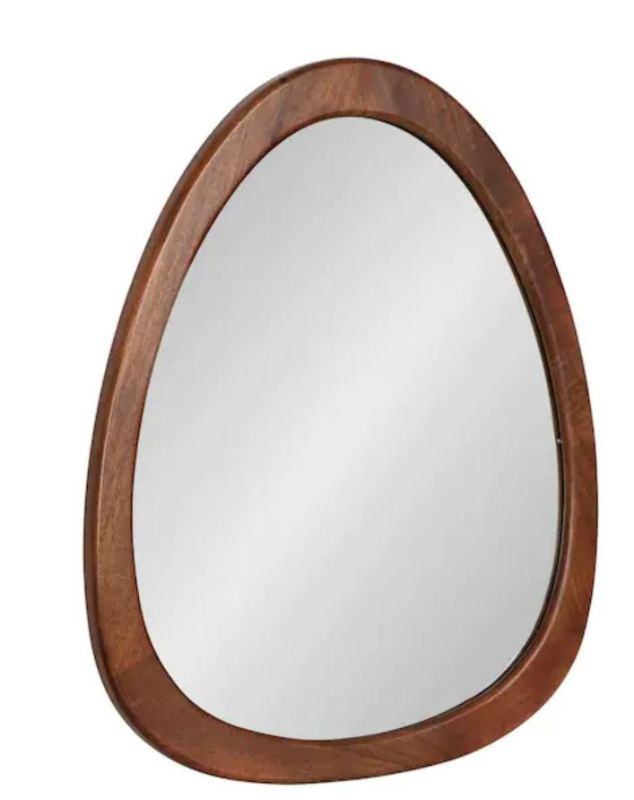 Photo 1 of 22in. H x 16.00 in. W Irregular Wood Framed Brown Mirror
