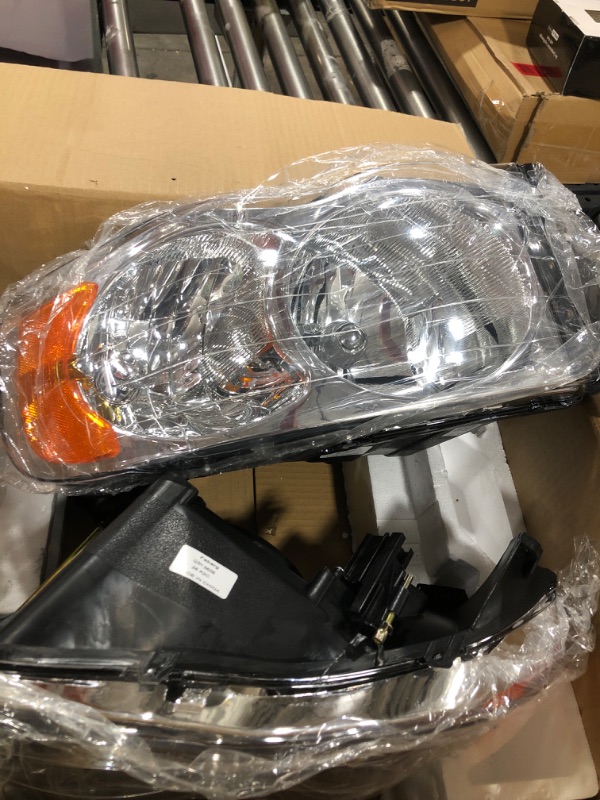 Photo 3 of ADCARLIGHTS 2002-2005 Dodge Ram Headlight Assembly for 2002-2005 Dodge Ram 1500 / 2003-2005 Ram 2500 3500 Clear Lens Chrome Housing with Amber Reflector Headlamp Replacement Left and Right OE Replacement A-Chrome Housing Amber Reflector