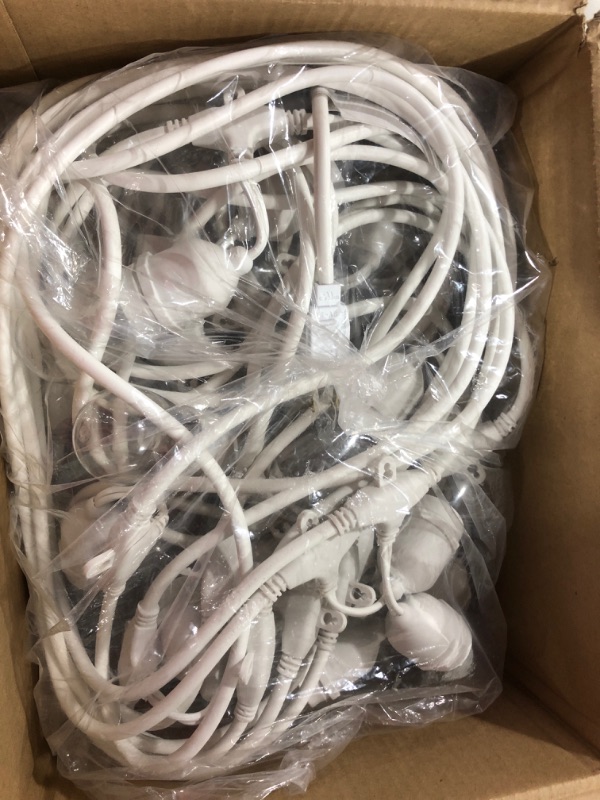 Photo 1 of 96FT (2x48FT) LED Dimmable Outdoor String Lights, Patio String Lights Waterproof, Commercial Grade&Shatterproof, 4000K Natural White, White Cords, 15 Hanging Sockets String for Backyard, Gazebo Nature White