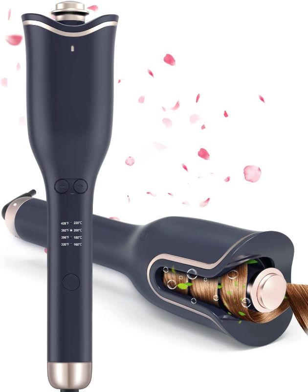 Photo 1 of Automatic Hair Curler, Automatic Curling Iron Wand with 4 Temps & 3 Timer Settings & 1" Large Rotating Barrel, Ceramic Rotating Hair Curler with Dual Voltage, Auto Shut-Off for Hair Styling
