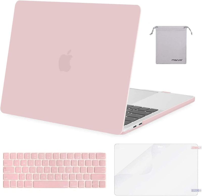 Photo 1 of MOSISO Compatible with MacBook Pro 13 inch Case M2 2023, 2022, 2021-2016 A2338 M1 A2251 A2289 A2159 A1989 A1708 A1706, Plastic Hard Shell&Keyboard Cover&Screen Protector&Storage Bag, Rose Quartz