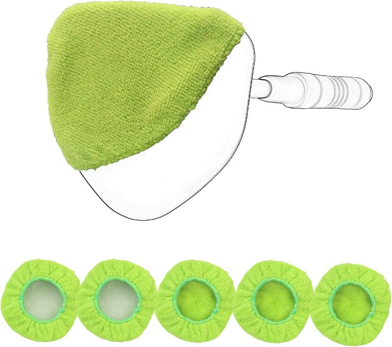 Photo 1 of 5 Pack Car Care Replaced Microfiber Clothes for XINDELL Windshield Cleaning Brush Cotton Terry Washable Car Washing Pads - 5 Inch Diameter (Green,Triangle) 