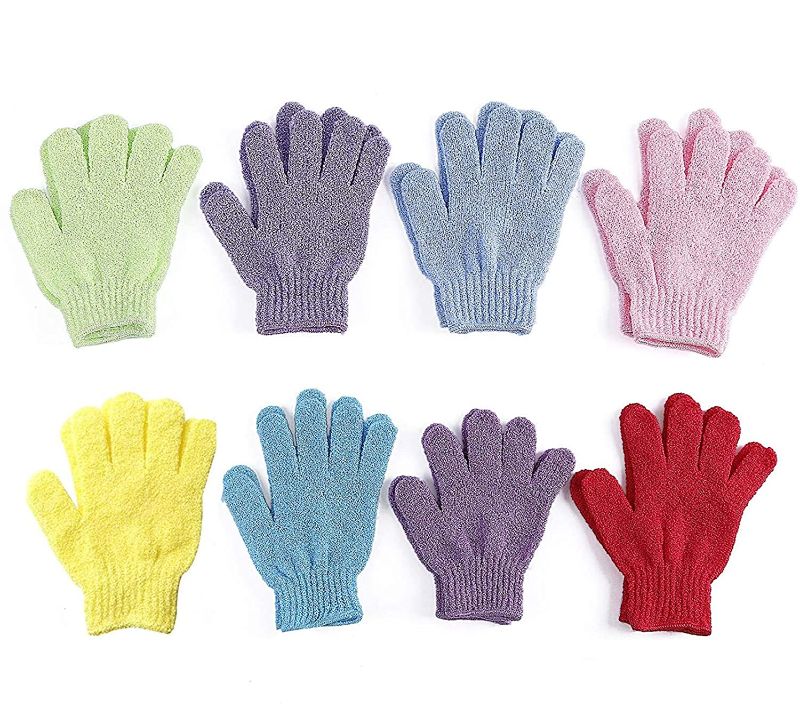 Photo 1 of 8 Pairs Double Sided Exfoliating Gloves Body Scrubber Scrubbing Glove Bath Mitts Scrubs for Shower, Body Spa Massage Dead Skin Cell Remover 