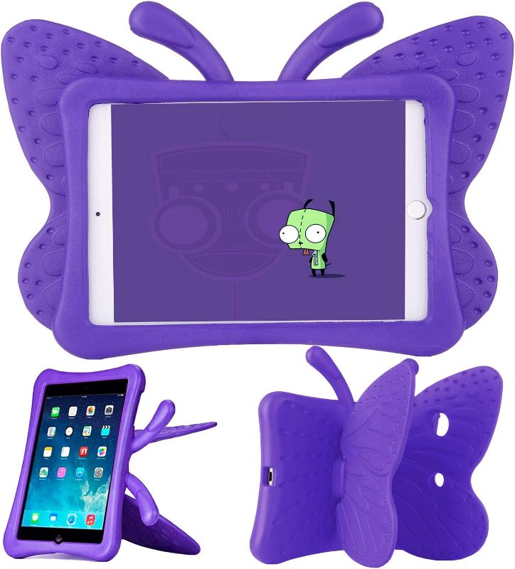 Photo 1 of Xboun Butterfly Series EVA Shock Proof Protective Case for Apple iPad Mini 1/Mini 2/ Mini 3/Mini 4/Mini 5/Mini 6 (Purple) 