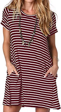 Photo 1 of Alaster Women’s Casual Summer T Shirt Dress Loose Short Sleeve Tunic Dress with Pocket for Women 