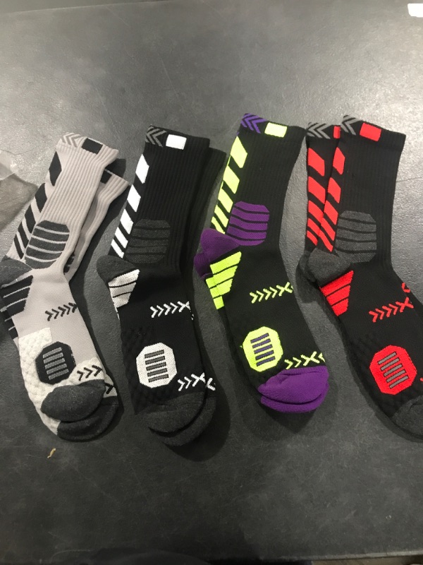 Photo 2 of 4Pack Elite Basketball Socks, Cushioned Athletic Sports Crew Socks for Men & Boys 