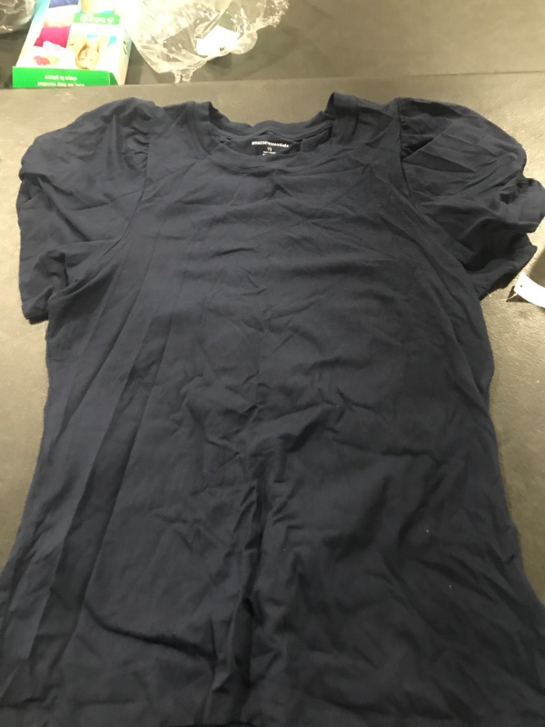 Photo 2 of Amazon Essentials Women's Classic-Fit Twist Sleeve Crewneck T-Shirt Large Navy