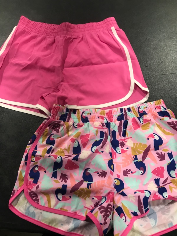 Photo 2 of Amazon Essentials Girls and Toddlers' Active Running Short, Pack of 2 X-Large Pink, Toucan