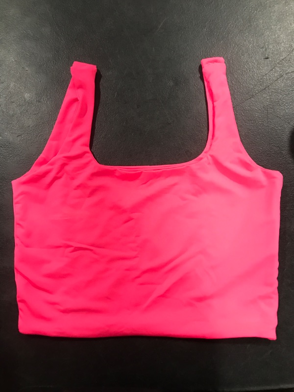 Photo 2 of Abardsion Women's Sexy Sleeveless Strappy Square Neck Basic Crop Tank Top Fuschia X-Small