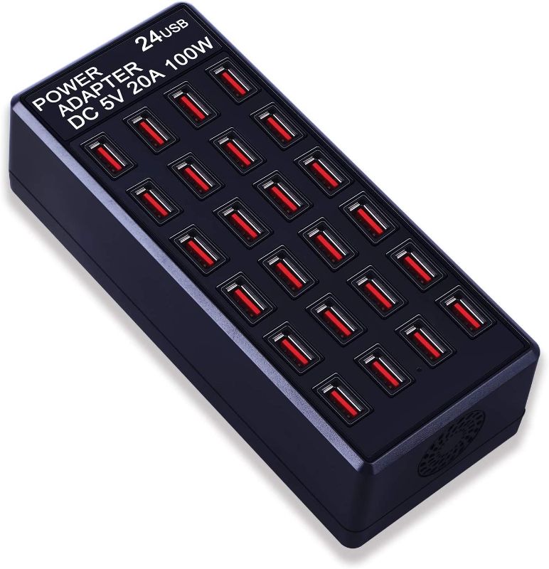 Photo 1 of 24-Port 100 watt (20 A) USB Charging Station, Home Desktop USB Fast Charger, Multiple USB Desktop Chargers, Suitable for Hotels, Shops, Schools, Shopping malls and Travel