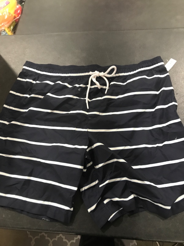 Photo 2 of Amazon Essentials Men's 9" Quick-Dry Swim Trunk XX-Large Navy, Stripe