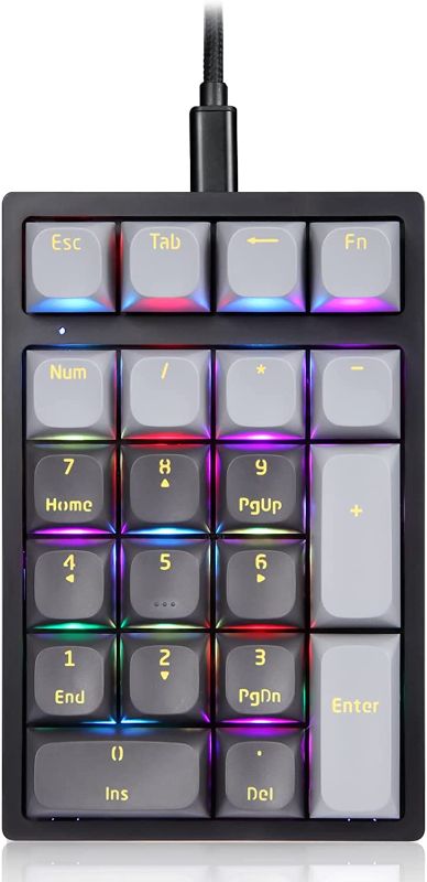 Photo 1 of Darmoshark Mechanical Numeric Keypad Hot-Swap GATERON Switch Wired Gaming Keypad RGB Backlit PBT Keycap 21 Keys Mini Numpad Portable Keypad Extended Layout