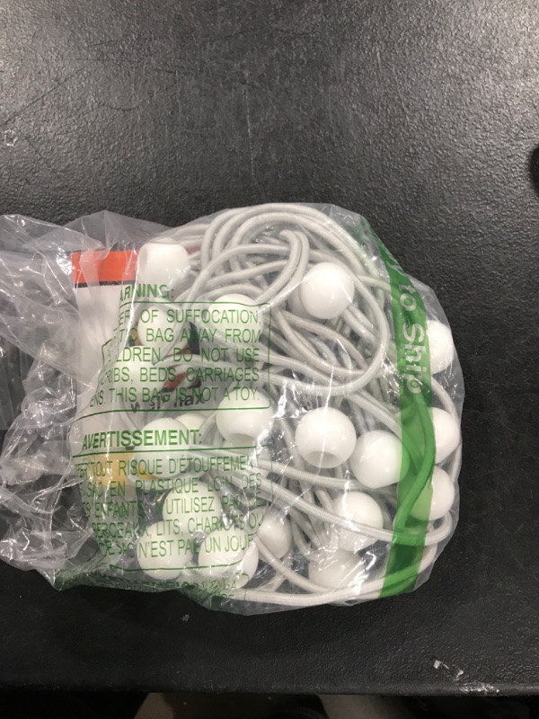 Photo 1 of 6 inch 25 Piece Heavy Duty 5mm Ball Bungee Canopy Cord by Wellmax, White Color 6" 25PC White