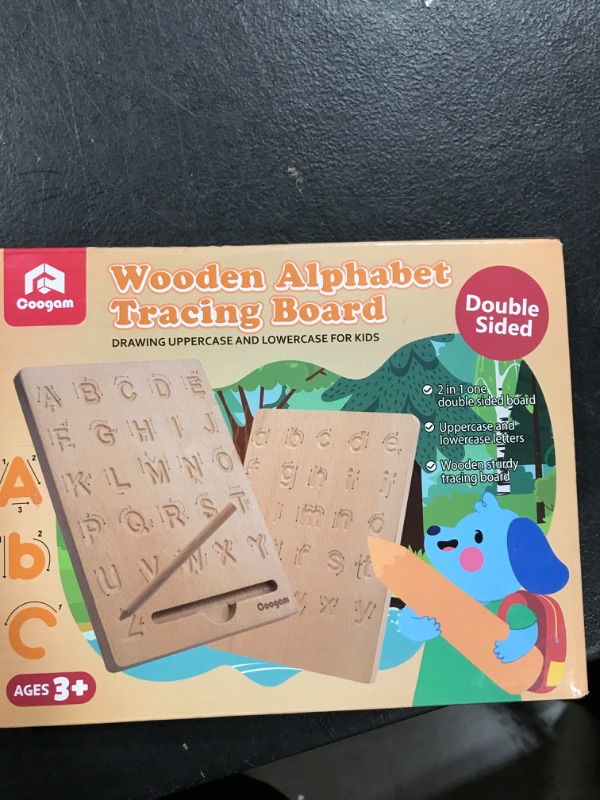 Photo 2 of Coogam Wooden Letters Practicing Board, Double-Sided Alphabet Tracing Tool Learning to Write ABC Educational Toy Game Fine Motor Montessori Gift for Preschool 3 4 5 Years Old Kids