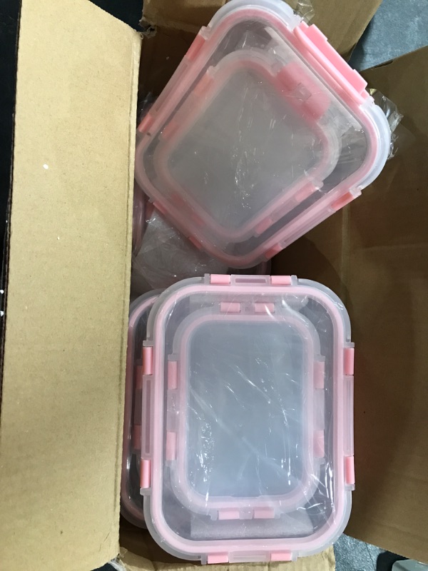 Photo 2 of [10 Pack] Glass Meal Prep Containers, Food Storage Containers with Lids Airtight, Glass Lunch Boxes, Microwave, Oven, Freezer and Dishwasher Safe Pink