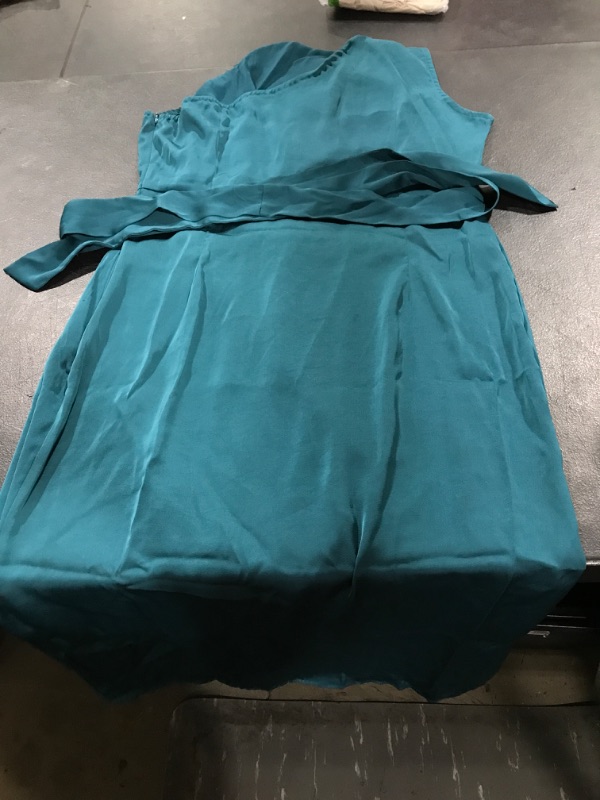 Photo 1 of BLUE TEAL TIE AROUND ONE SHOULDER DRESS L 