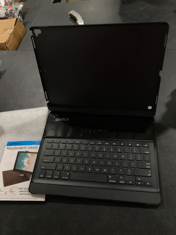Photo 1 of LENRICH iPad pro 12.9 case with Keyboard 2017 2nd 2015 1st Generation, 360 Rotatable Wireless Folio 180 Swivel Stand Hard Cover Auto Sleep Wake up Black 12.9 inch 2017(2nd Gen)&2015 (1st Gen) 12.9 inch 2017&2015 Black