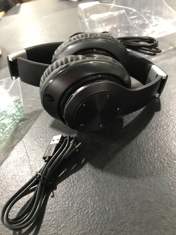 Photo 1 of Bluetooth Headphones Over-Ear, 60 Hours Playtime Foldable Lightweight Wireless Headphones Hi-Fi Stereo with 6 EQ Modes, Bass Adjustable Headset with Built-in HD Mic, FM, SD/TF for PC/Home Black