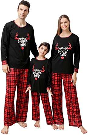 Photo 1 of  Women LARGE Christmas Pajamas Set, Reindeer Plaid Printed Xmas PJs Loungewear Sleepwear