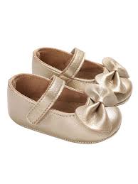 Photo 1 of  Baby Girls Flats Bowknot Mary Jane Magic Tape Dress Shoes Wedding Cute Princess Shoe Breathable First Walker Loafer Flat Gold toddler size 3
