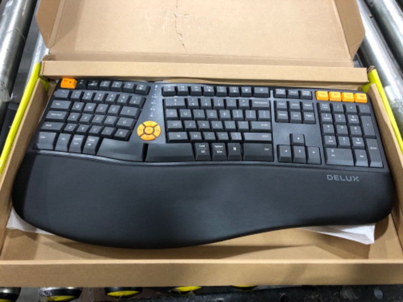 Photo 2 of DeLUX Wireless Ergonomic Keyboard, Ergo Split Keyboard with Palm Rest for Natural Typing, 2.4G and Bluetooth, Full Size and US Layout, Compatible with Windows and Mac OS (GM905-Graphite)