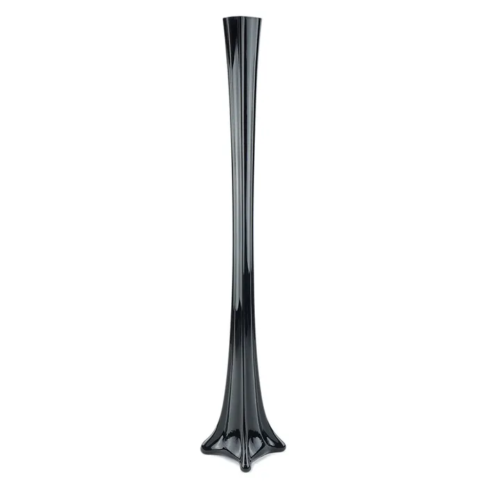 Photo 1 of  Eiffel Tower flower Vase - 24 Inch Vases for Wedding Centerpiece - Tall Glass Vases for Centerpieces, Long Skinny Vase Base Glass for Flowers and Decorations, Flute Vase - Black
