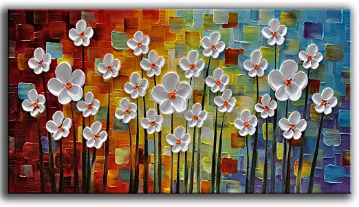 Photo 1 of YaSheng Art - 100% Hand painted Art Beautiful colorful Oil Paintings On Canvas Abstract Art Texture Flowers Paintings Home Interior Decor Picture Canvas Wall Art Painting (24x48inch)
