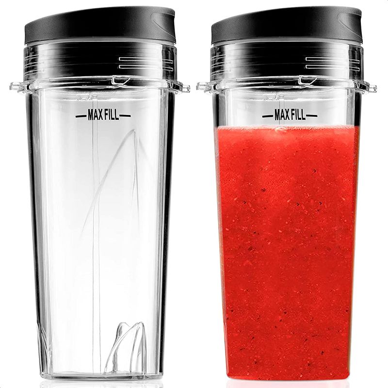Photo 1 of 16 Oz Single Serve Blender Cups for Shakes and Smoothies - 2Pcs Ninja Blender Cups Replacement with Flip Top Lid Parts - Single Serve Cup Lid for BL770 BL780 BL660 BL740 BL810 Nutri Ninja Blenders
