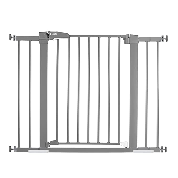 Photo 1 of BABELIO 26-40 Inch Easy Install Pressure Mounted Metal Baby Gate/Pet Gate, No Drilling, No Tools Required, with Wall Protectors and Extenders (Gray)
