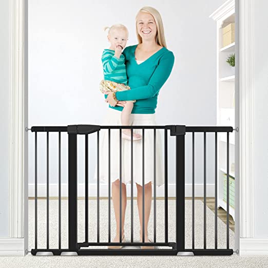 Photo 1 of Baby Gates for Doorways, RONBEI 29.93"-51.5" Walk Through Baby Gate Extra Wide Baby Gates for Stairs, Pet Dog Gates Auto Close Safety Child Doorway Gates for Kids or Pets
