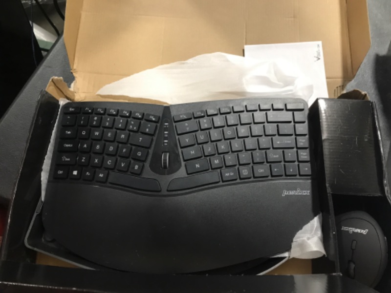 Photo 2 of Perixx PERIDUO-606 Wireless Mini Ergonomic Keyboard with Portable Vertical Mouse - Adjustable Palm Rest Stand - Membrane Low Profile Keys - US English Wireless 2-in-1 Combo