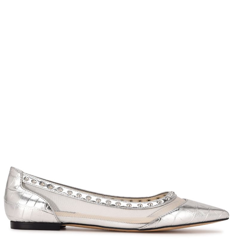 Photo 1 of Nine West Bizzie Women's Shoe (Silver - Size 10 - FABRIC)
