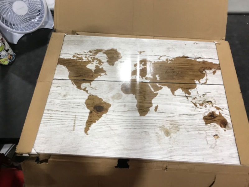 Photo 1 of Navaris Magnetic Dry Erase Board - 24 x 36 inches Decorative White Board for Wall with Printed Design, Includes 5 Magnets and Marker - World Map