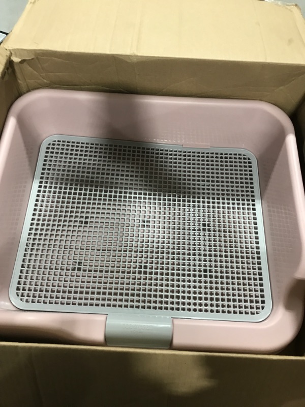 Photo 2 of [PS Korea] Indoor Dog Potty Tray – with Protection Wall Every Side for No Leak, Spill, Accident - Keep Paws Dry and Floors Clean (Pink)
