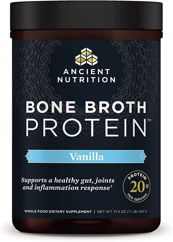 Photo 1 of Ancient Nutrition Bone Broth Protein Powder, Salted Caramel, 19g Protein per Serving, Beef, Supports Healthy Skin, Gut Health, Joint Supplement, Gluten Free, Paleo and Keto Friendly, 20 Servings Salted Caramel (Beef) 20 Servings (Pack of 1)
