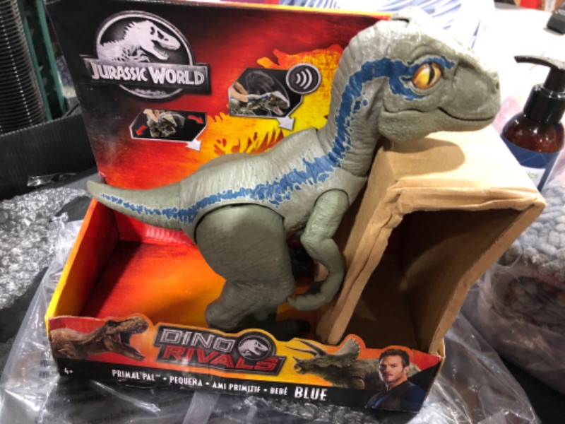 Photo 2 of ?Jurassic World Primal Pal Blue with Spring-activated Action, Sound Effects Plus Neck, Shoulder, Tail and Feet Articulation for Added Play Movement ? [Amazon Exclusive] 