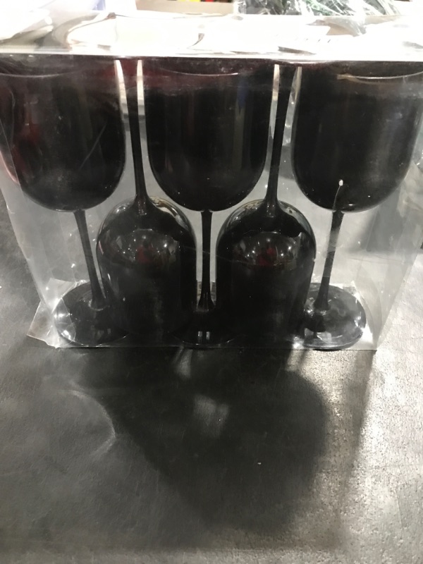 Photo 2 of [12 Oz - 5 pk Black] HomeyGear Plastic Elegant Black Goblets Wine Glasses BPA Free 12 Oz Disposable Elegant Drink Cups for Parties Wedding Receptions Fancy Reusable Tumblers for EZ CleanUp 5 Pack