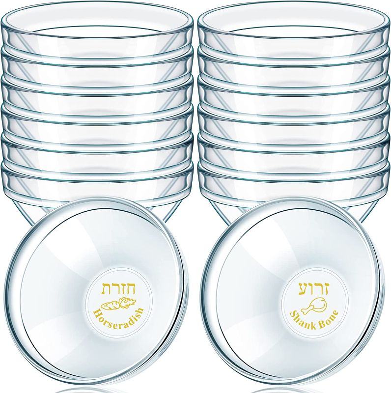 Photo 1 of 12 Pcs Passover Seder Plate Glass Dishes Liners Round Mini Plates 2 Sets of 6 with Hebrew English Translation Glass Seder Plate Liners Decor for Passover Pesach Seder Round Glass Bowls, Small https://a.co/d/6liXD7R