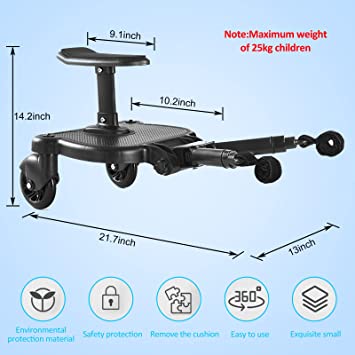 Photo 1 of 2022 New-Universal Stroller Board with Detachable Seat - 2in1 Sit and Stand Stroller Glider Board with Standing Platform for Most Strollers, Holds Children Up to 55Lbs (Balck)
