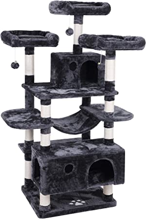 Photo 1 of BEWISHOME Large Cat Tree Condo with Sisal Scratching Posts Perches Houses Hammock, Cat Tower Furniture Kitty Activity Center Kitten Play House BEIGE MMJ03B
