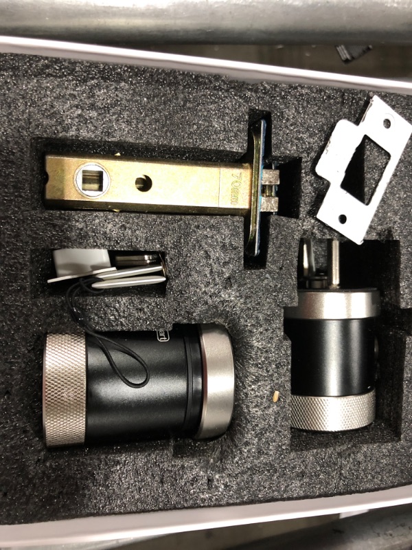 Photo 1 of Geek Smart Door Lock, Fingerprint Door Lock Keyless Entry Door Lock with Keypad Smart Door Knob Remote Control with APP IC Card Mechanical Key Great for Airbnb Homes Apartments Hotels and Offices Black